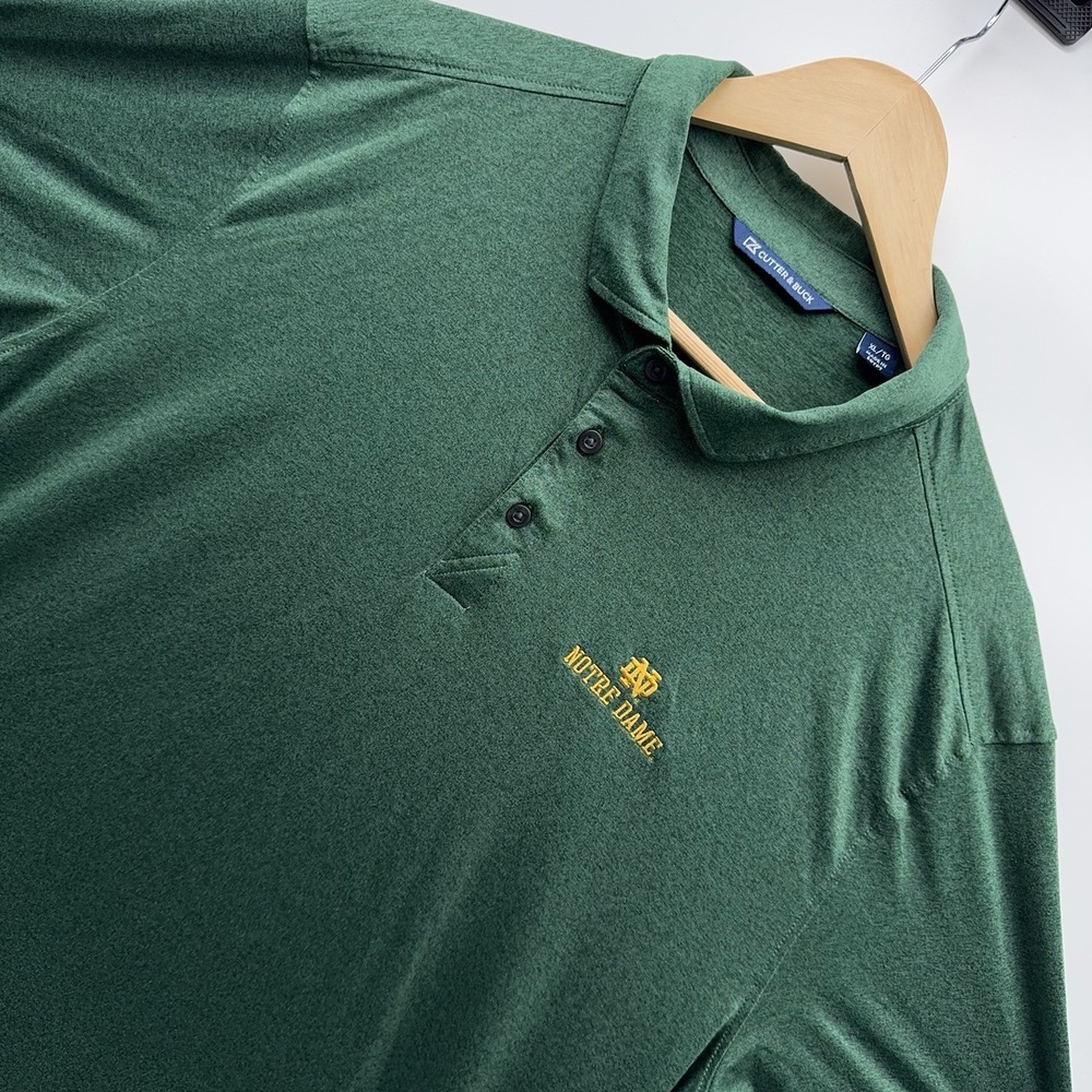 Cutter & Buck Notre Dame Fighting Irish Polo Shirt Men XL Green Golf Heather